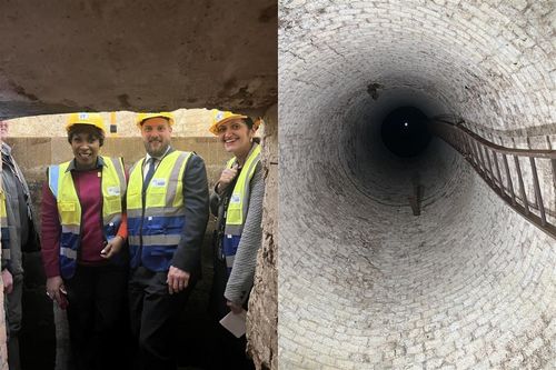 photo of our CEO and exec colleagues inside the chimney